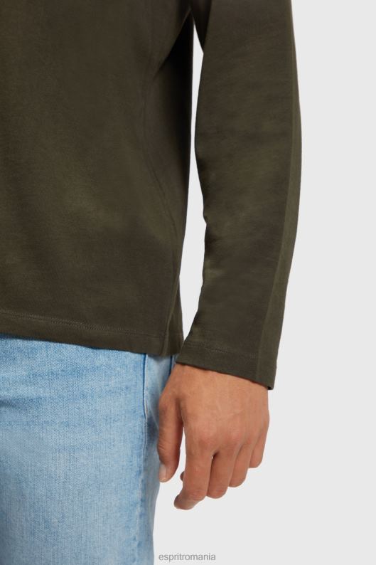 Esprit tricou din jerse cu imprimeu cu logo bărbați verde inchis 2T6N8865 tricouri