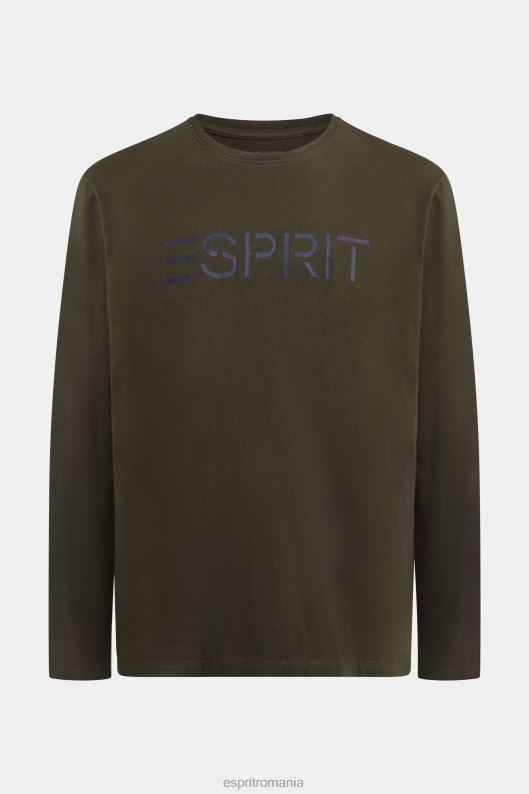 Esprit tricou din jerse cu imprimeu cu logo bărbați verde inchis 2T6N8865 tricouri