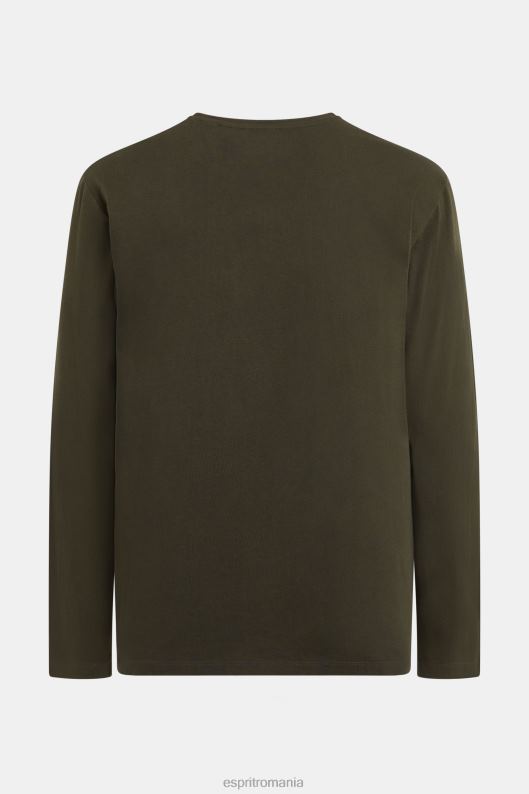 Esprit tricou din jerse cu imprimeu cu logo bărbați verde inchis 2T6N8865 tricouri