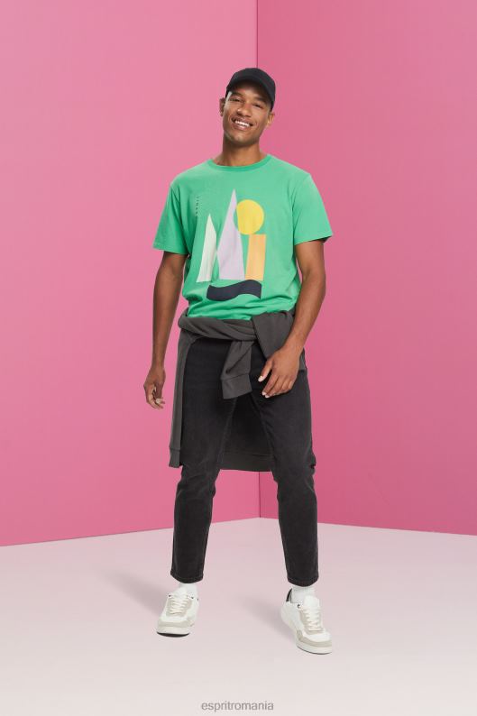Esprit tricou din tricou cu imprimeu bărbați verde 2T6N8845 tricouri