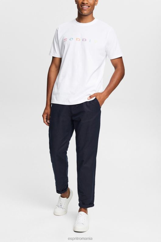 Esprit tricou din tricou cu logo brodat bărbați alb 2T6N8915 tricouri