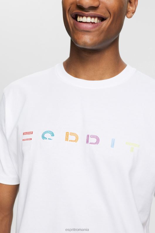 Esprit tricou din tricou cu logo brodat bărbați alb 2T6N8915 tricouri