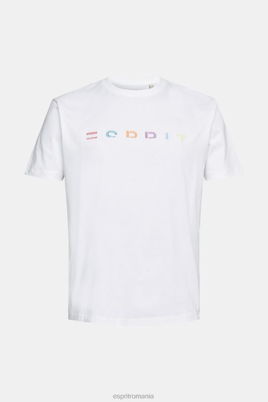 Esprit tricou din tricou cu logo brodat bărbați alb 2T6N8915 tricouri