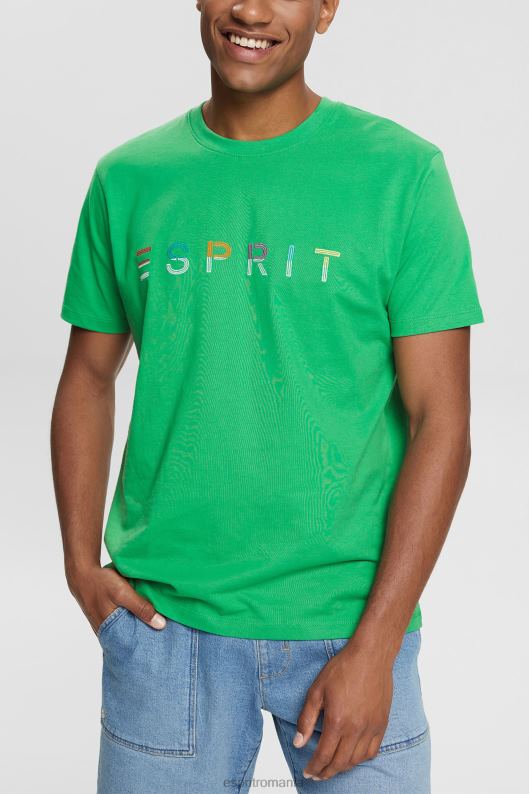 Esprit tricou din tricou cu logo brodat bărbați verde 2T6N8916 tricouri