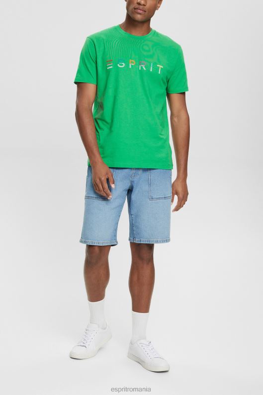 Esprit tricou din tricou cu logo brodat bărbați verde 2T6N8916 tricouri