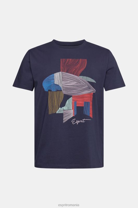Esprit tricou ilustrativ din bumbac durabil bărbați marina 2T6N8940 tricouri