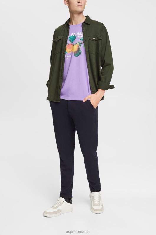 Esprit tricou imprimat bărbați liliac 2T6N8889 tricouri