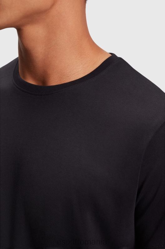 Esprit tricouri din bumbac cu decolteu în două pachete bărbați alb negru 2T6N8857 tricouri