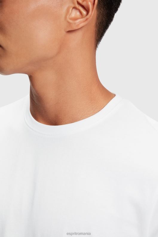 Esprit tricouri din bumbac cu decolteu în două pachete bărbați alb negru 2T6N8857 tricouri