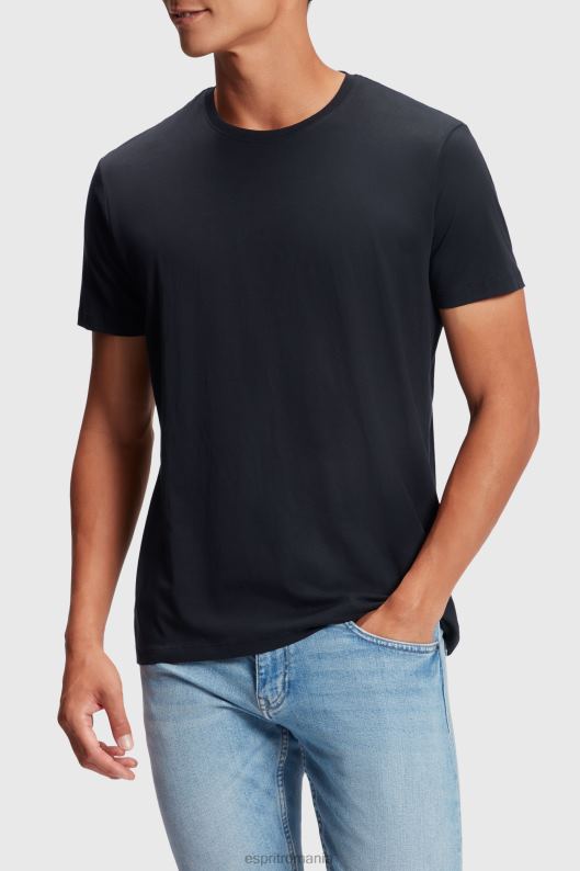 Esprit tricouri din bumbac cu decolteu în două pachete bărbați negru 2T6N8855 tricouri