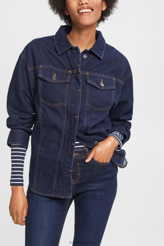Esprit bluză din denim femei clătire albastră 2T6N8395 bluze