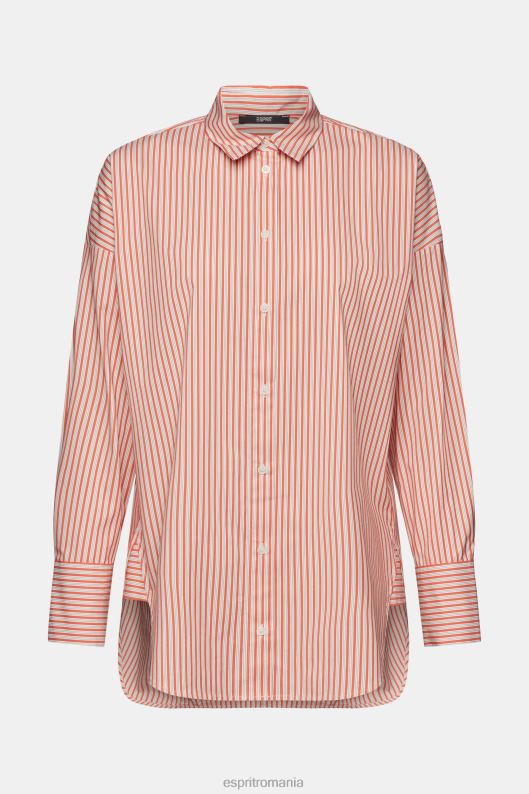 Esprit bluză din poplin cu dungi femei portocaliu rosu 2T6N8349 bluze