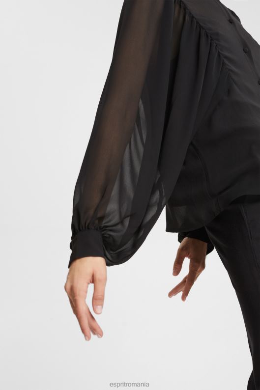 Esprit bluză largă din șifon femei negru 2T6N8426 bluze