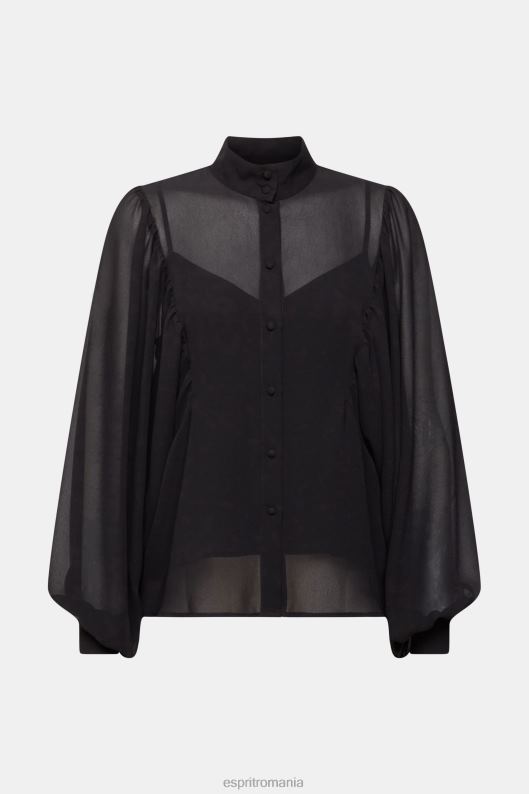 Esprit bluză largă din șifon femei negru 2T6N8426 bluze
