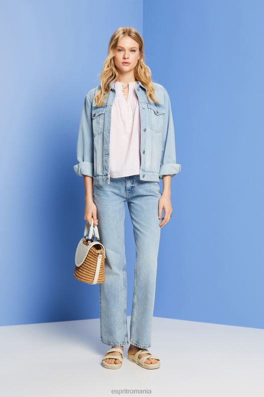 Esprit bluză texturată cu mânecă scurtă femei roz deschis 2T6N8117 bluze