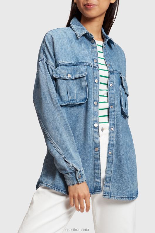 Esprit cămașă casual din denim femei spălare cu lumină albastră 2T6N8485 cămăși