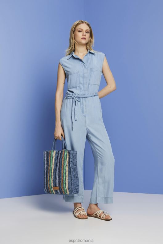 Esprit salopetă lungă în aspect denim, tencel femei spălare cu lumină albastră 2T6N892 costum