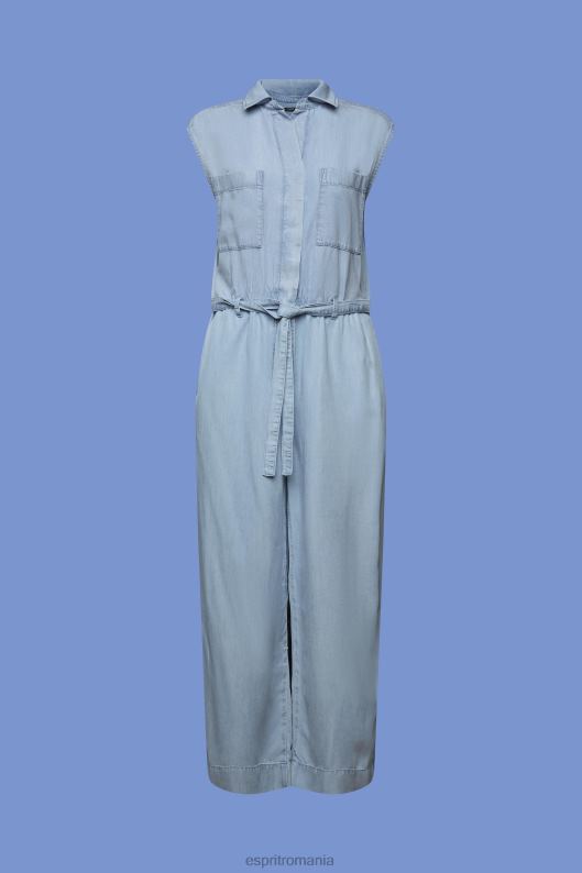Esprit salopetă lungă în aspect denim, tencel femei spălare cu lumină albastră 2T6N892 costum