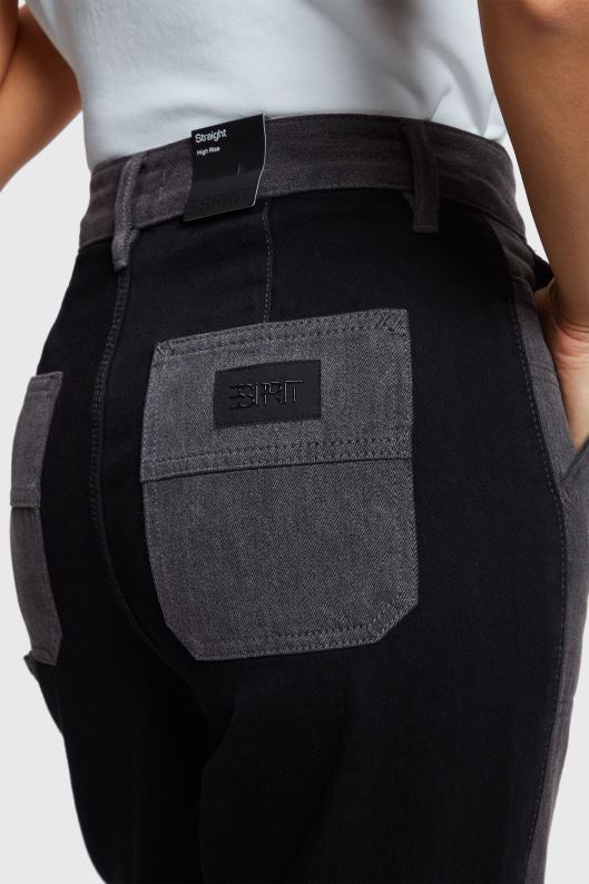 Esprit Blugi de lucru cu talie înaltă din anii '90 femei spălare medie neagră 2T6N8365 denim