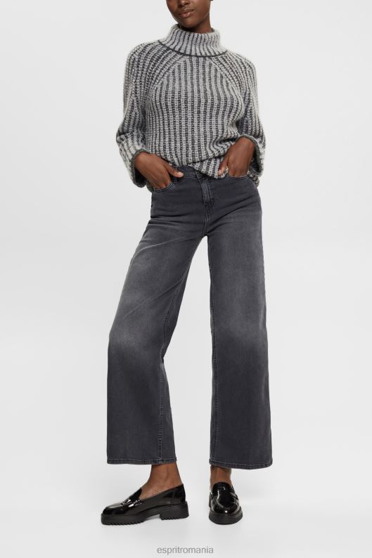 Esprit blugi cu talie mare cu picioare late femei spălare medie neagră 2T6N8449 denim