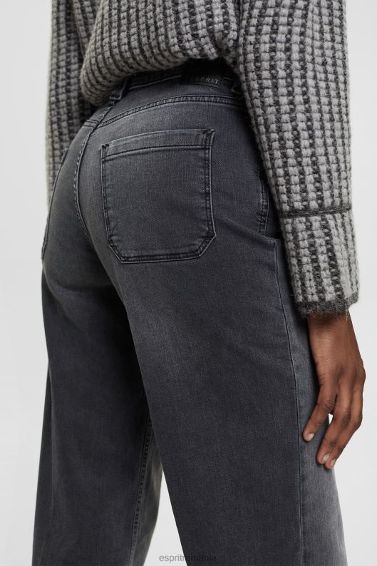 Esprit blugi cu talie mare cu picioare late femei spălare medie neagră 2T6N8449 denim