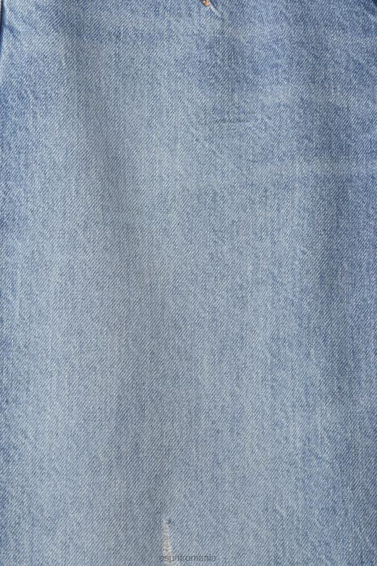 Esprit blugi cu talie înaltă, învechiți, potrivite pentru tată femei spălare cu lumină albastră 2T6N8255 denim