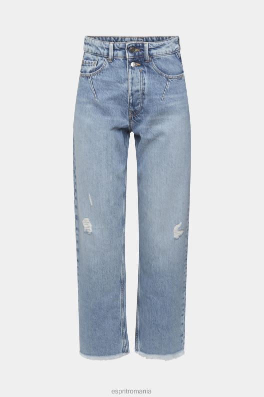 Esprit blugi cu talie înaltă, învechiți, potrivite pentru tată femei spălare cu lumină albastră 2T6N8255 denim