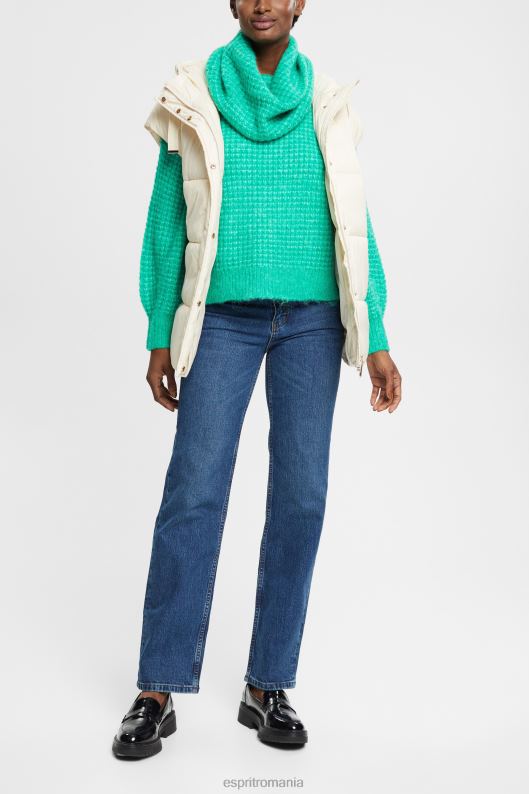 Esprit blugi stretch cu talie mare cu picioare drepte femei spalare medie albastra 2T6N8337 denim