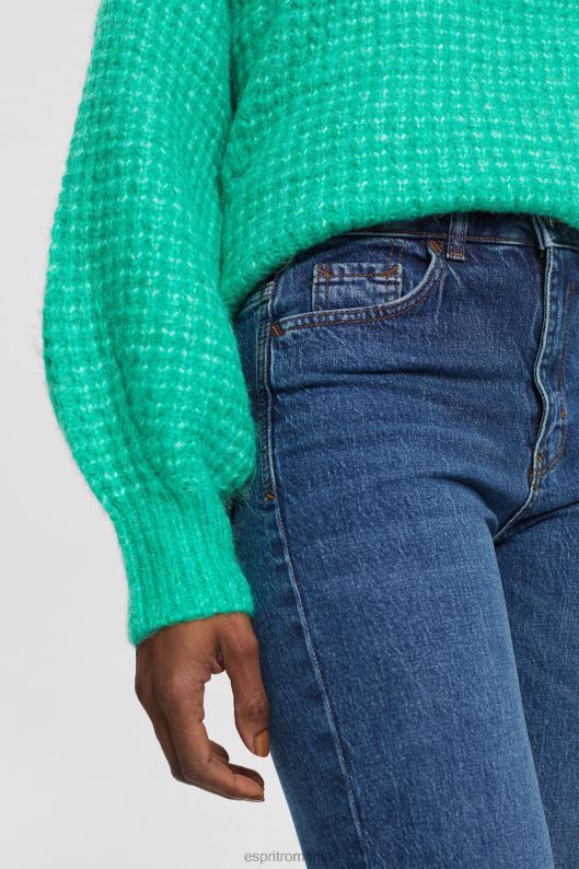 Esprit blugi stretch cu talie mare cu picioare drepte femei spalare medie albastra 2T6N8337 denim