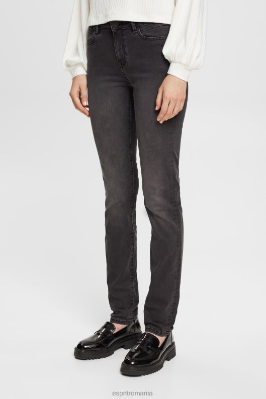 Esprit blugi stretch cu talie medie slim fit, dual max femei spalare gri închisă 2T6N8398 denim