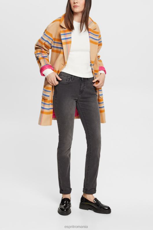 Esprit blugi stretch cu talie medie slim fit, dual max femei spalare gri închisă 2T6N8398 denim