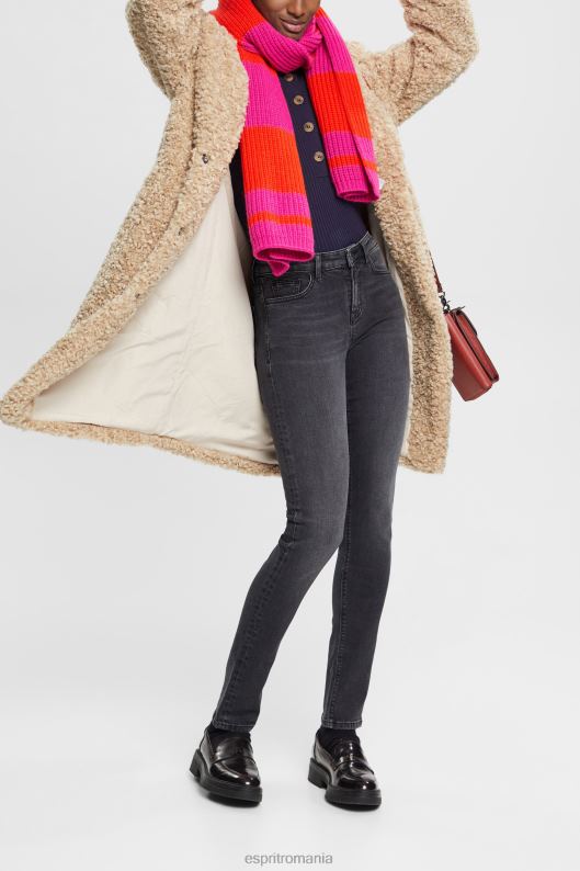 Esprit blugi stretch cu talie medie slim fit femei spălare medie neagră 2T6N8340 denim