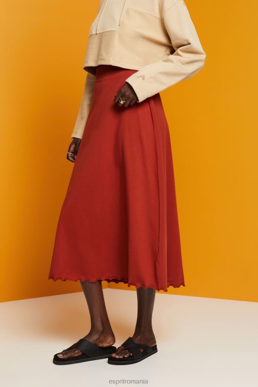 Esprit Fusta midi din jerseu, bumbac sustenabil femei teracotă 2T6N844 fuste