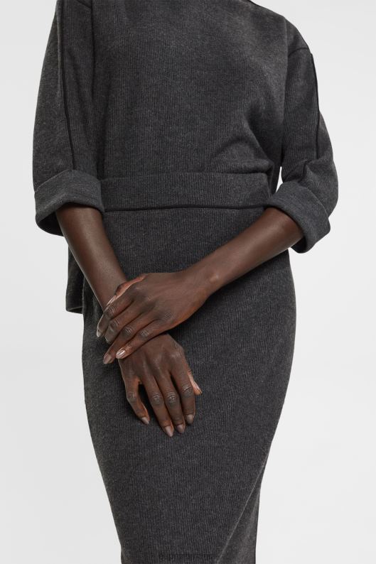 Esprit fustă creion tricot în coastă femei antracit 2T6N8431 fuste