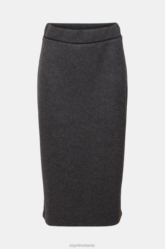 Esprit fustă creion tricot în coastă femei antracit 2T6N8431 fuste