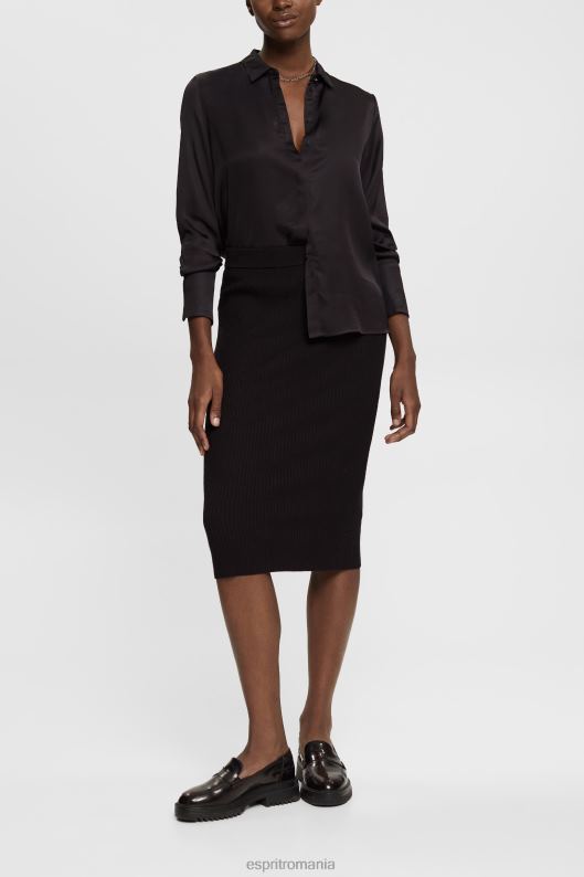 Esprit fustă creion tricot în coastă femei negru 2T6N8428 fuste