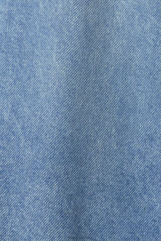 Esprit fusta denim cu talie paperbag femei spălare cu lumină albastră 2T6N8430 fuste