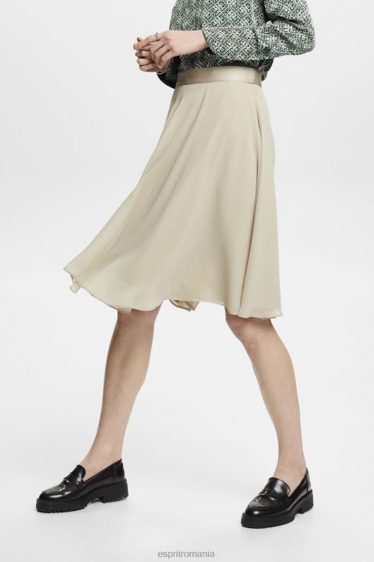 Esprit fusta din sifon pana la genunchi femei verde prăfuit 2T6N8279 fuste