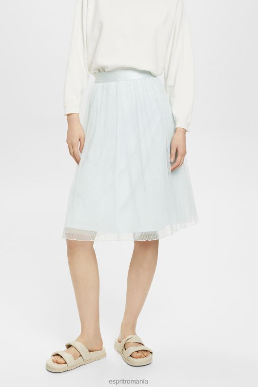 Esprit fusta midi cu efect de sclipici femei verde acvatic deschis 2T6N8268 fuste