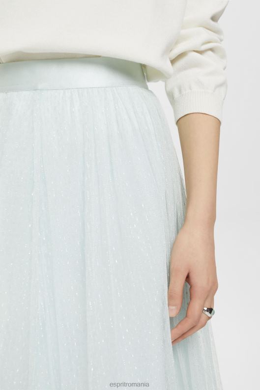 Esprit fusta midi cu efect de sclipici femei verde acvatic deschis 2T6N8268 fuste