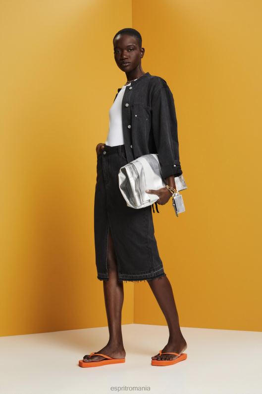 Esprit fusta midi cu talie asimetrica femei spălare medie neagră 2T6N8208 fuste