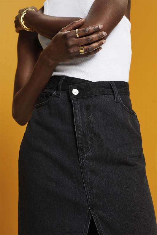 Esprit fusta midi cu talie asimetrica femei spălare medie neagră 2T6N8208 fuste