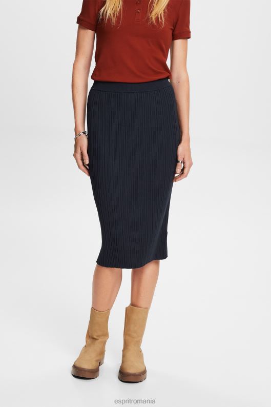 Esprit fusta midi din tricot cu nervuri femei albastru petrol 2T6N821 fuste