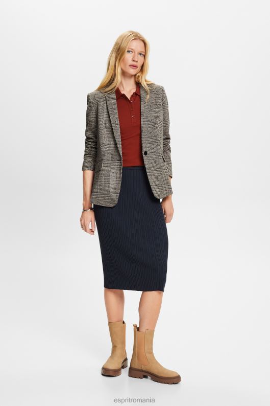 Esprit fusta midi din tricot cu nervuri femei albastru petrol 2T6N821 fuste