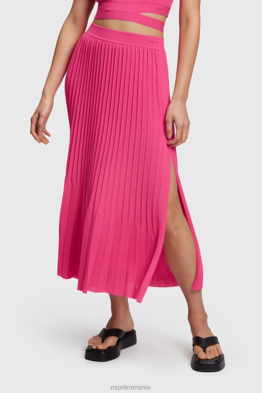 Esprit fusta midi plisata femei fucsia roz 2T6N8391 fuste