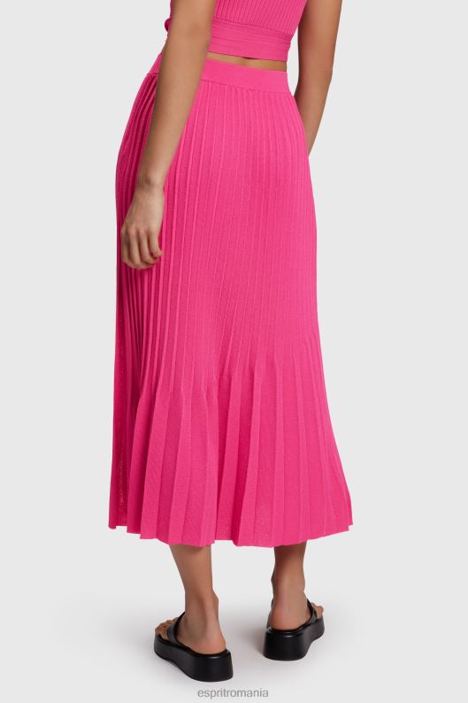 Esprit fusta midi plisata femei fucsia roz 2T6N8391 fuste