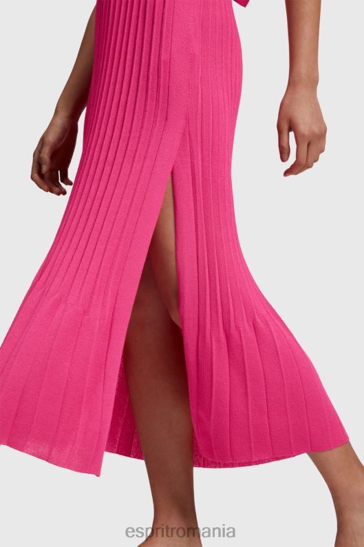Esprit fusta midi plisata femei fucsia roz 2T6N8391 fuste