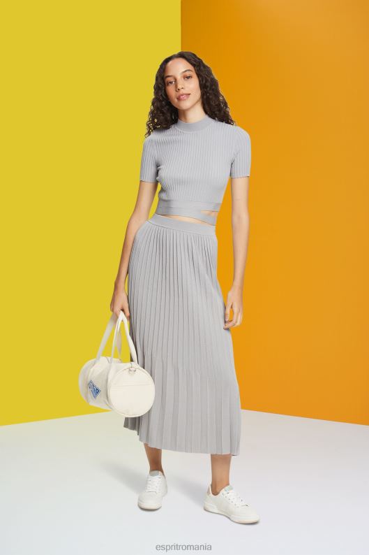 Esprit fusta midi plisata femei gri mediu 2T6N8481 fuste