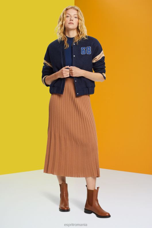 Esprit fusta midi plisata femei maro 2T6N8482 fuste