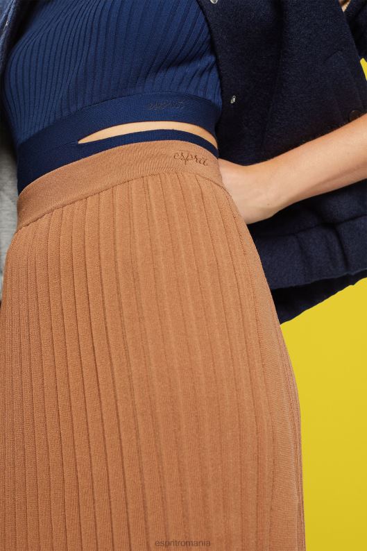 Esprit fusta midi plisata femei maro 2T6N8482 fuste